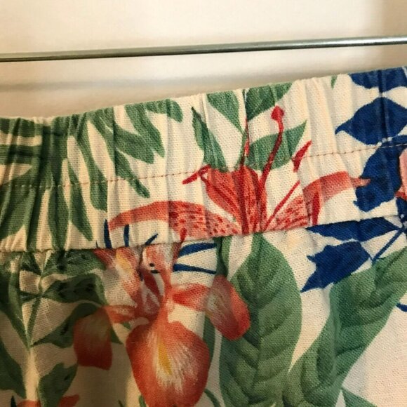 C & C California Shorts Tropical Print Linen Blend Elastic Back Sz 8 Colorful - Picture 6 of 13